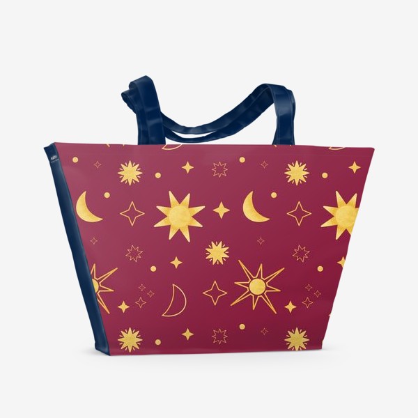 Пляжная сумка &laquo;Солнце месяц и звезды Бохо Магия Спиритуализм принт&raquo;