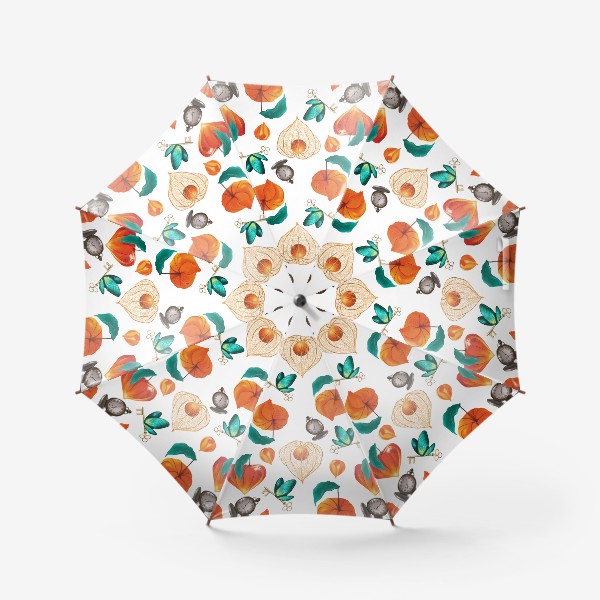 Зонт «Паттерн физалис на белом фоне »