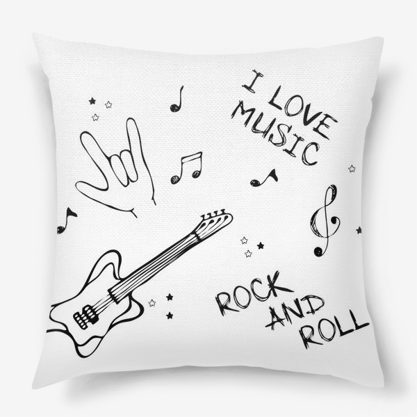 Подушка «рок-н-ролл,гитара и музыка»