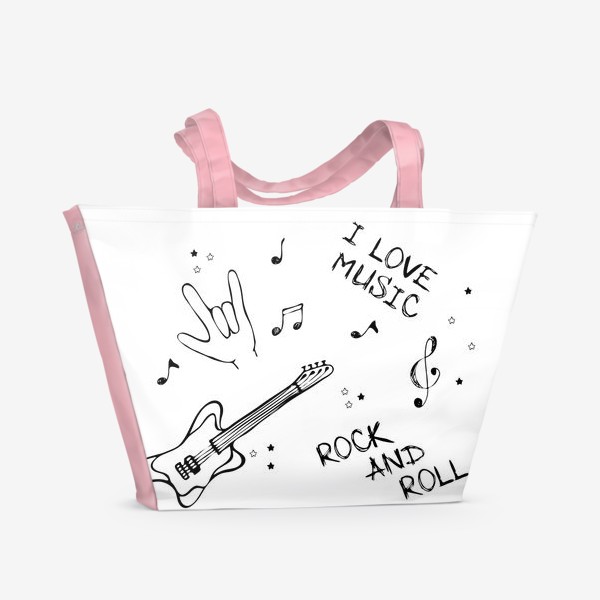 Пляжная сумка «рок-н-ролл,гитара и музыка»