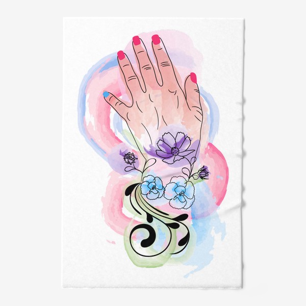 Полотенце «Цветы и женская рука»