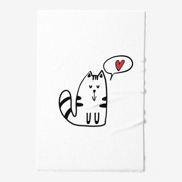 Полотенце «Милый влюбленный котик  День влюбленных 14 февраля»