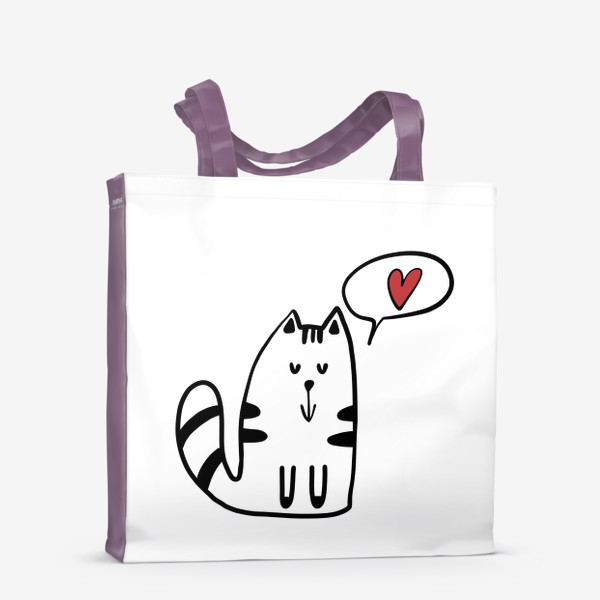Сумка-шоппер «Милый влюбленный котик  День влюбленных 14 февраля»