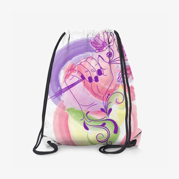 Рюкзак «Женская рука с букетом цветов»