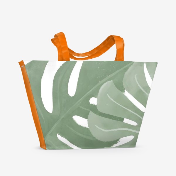 Пляжная сумка «Листья монстеры/ тропический мотив»