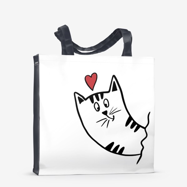 Сумка-шоппер &laquo;Милый влюбленный котик  День влюбленных 14 февраля&raquo;