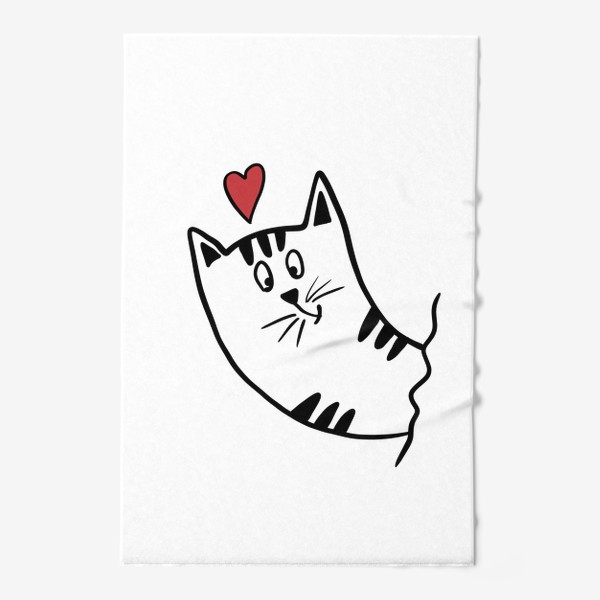 Полотенце «Милый влюбленный котик  День влюбленных 14 февраля»
