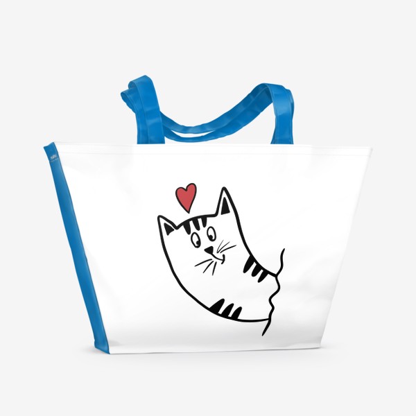 Пляжная сумка «Милый влюбленный котик  День влюбленных 14 февраля»