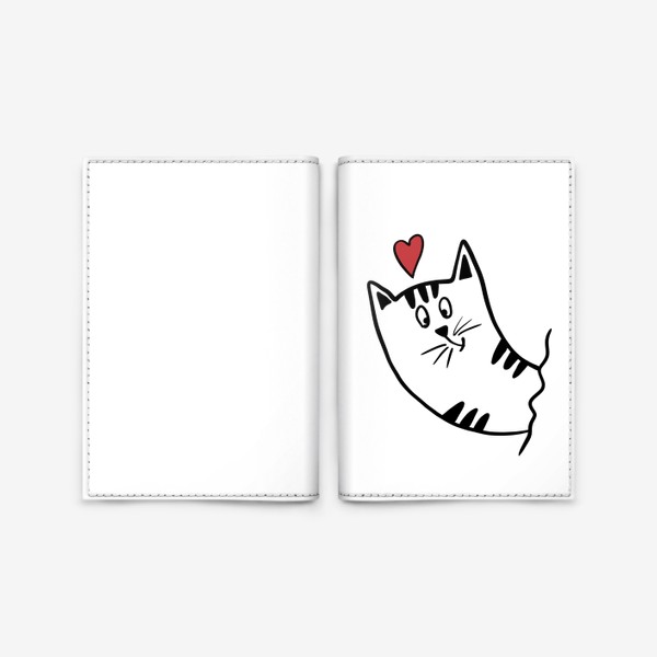 Обложка для паспорта «Милый влюбленный котик  День влюбленных 14 февраля»