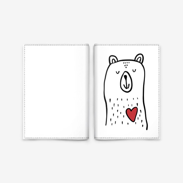Обложка для паспорта «Милый влюбленный медведь 14 февраля День влюбленных »