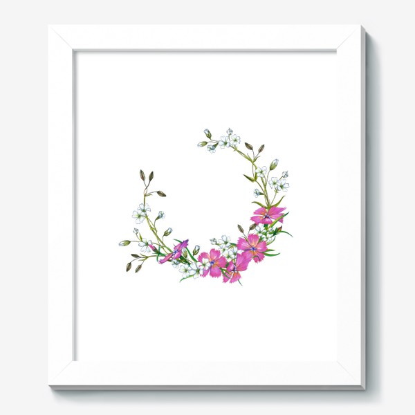 Картина «Полевые цветы Дикая гвоздика и гипcoфила Летний венок»