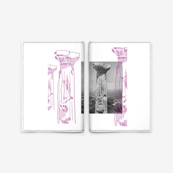 Обложка для паспорта «Полина Рахманова, Афинский акрополь в конце XIX в. и Колонны храма Афины. коллаж»