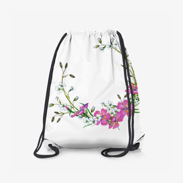 Рюкзак «Полевые цветы Дикая гвоздика и гипcoфила Летний венок»