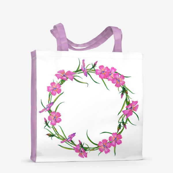 Сумка-шоппер «Полевые цветы Дикая розовая гвоздика Летний венок»