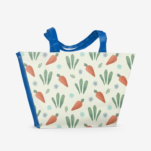 Пляжная сумка «Морковь и цветы Принт с морковью или морковкой Морковка»