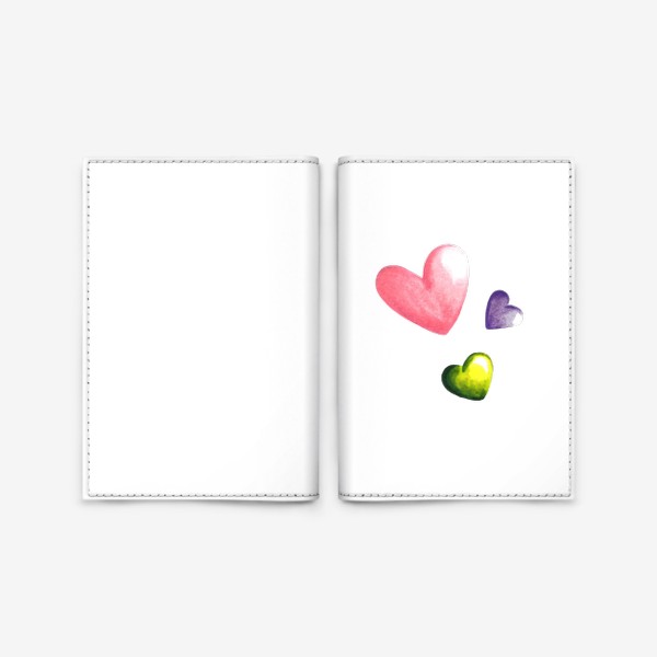 Обложка для паспорта «Акварельные сердечки»