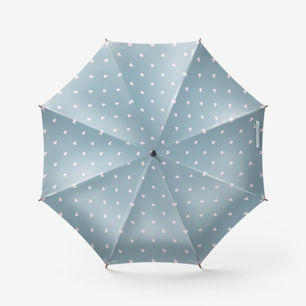 Зонт «Нежный паттерн с розовыми сердечками на голубом»