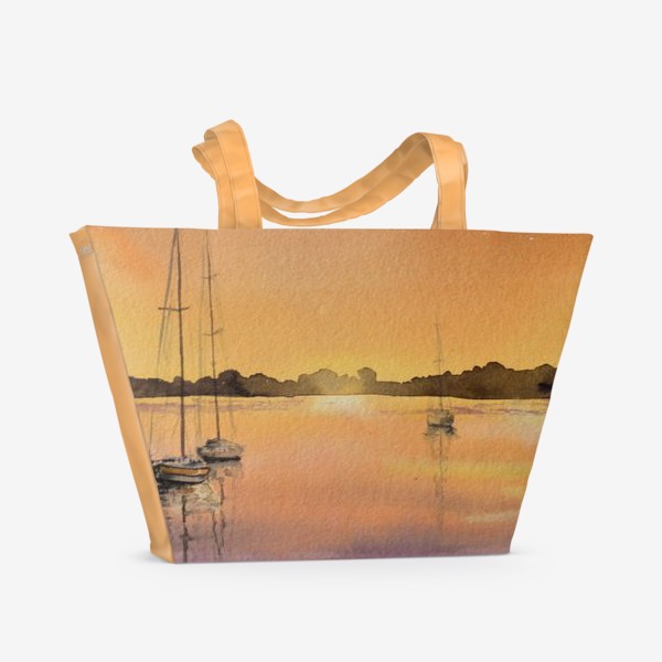 Пляжная сумка &laquo;Закат, море, парусники&raquo;