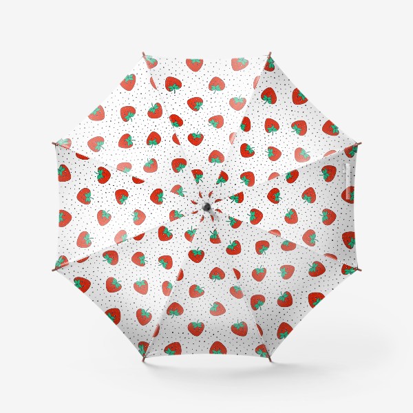 Зонт «Милый паттерн с клубникой в дудл стиле»
