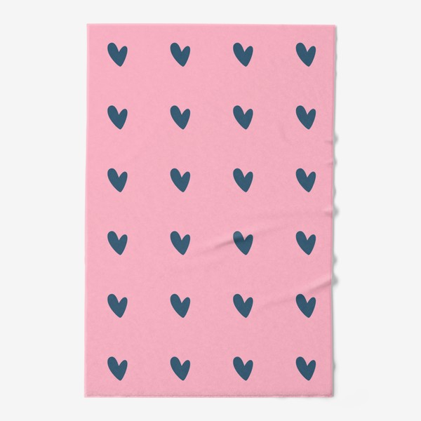 Полотенце «Синие сердечки на розовом фоне»