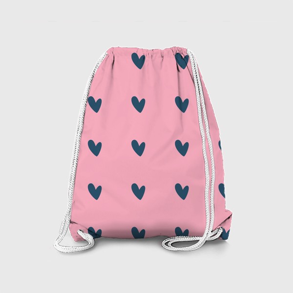 Рюкзак «Синие сердечки на розовом фоне»