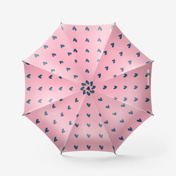 Зонт «Синие сердечки на розовом фоне»