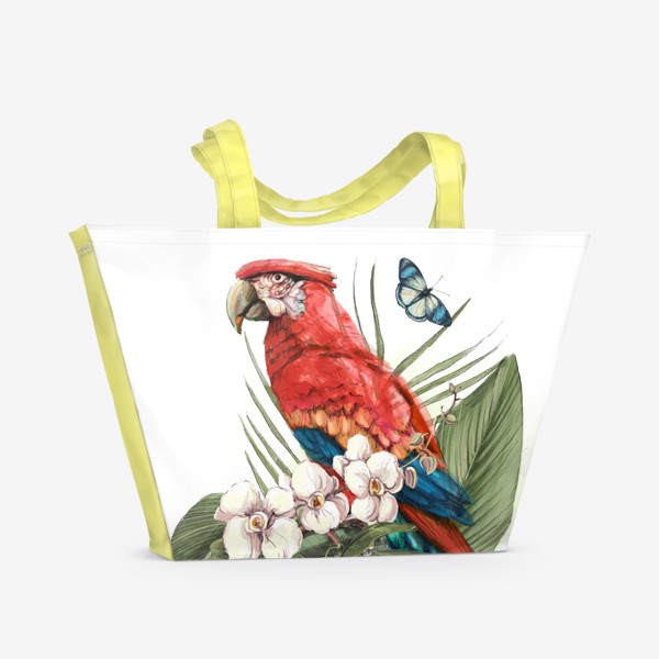 Пляжная сумка «Попугай и орхидея»