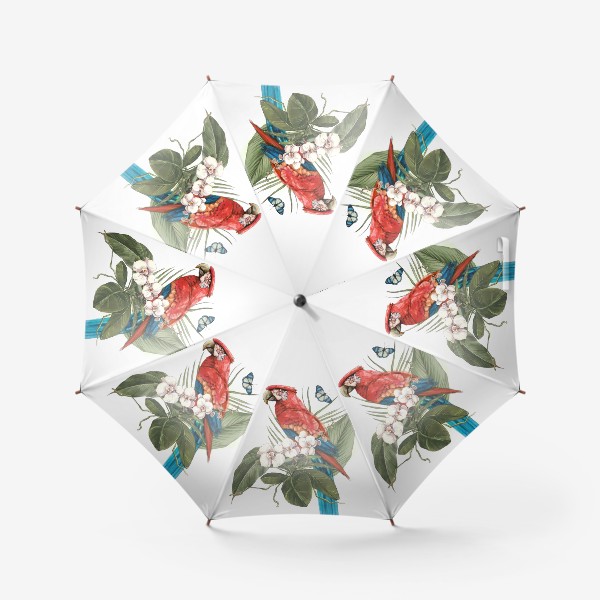Зонт «Попугай и орхидея»