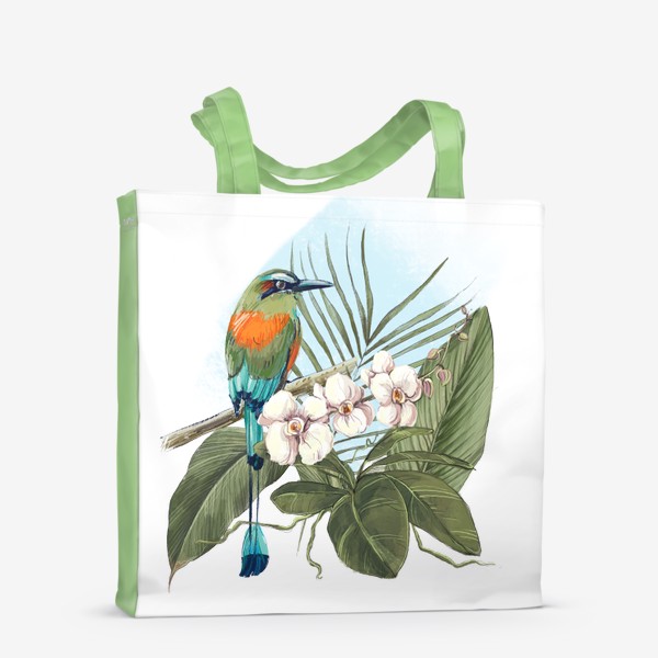 Сумка-шоппер «Тропическая птица и орхидея»