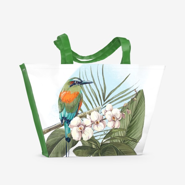 Пляжная сумка &laquo;Тропическая птица и орхидея&raquo;