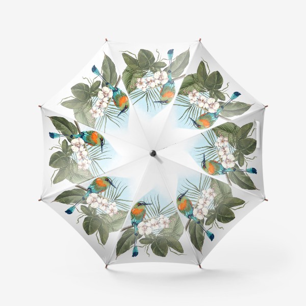 Зонт &laquo;Тропическая птица и орхидея&raquo;