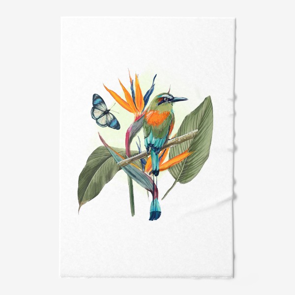Полотенце &laquo;Тропическая птица и бабочка&raquo;