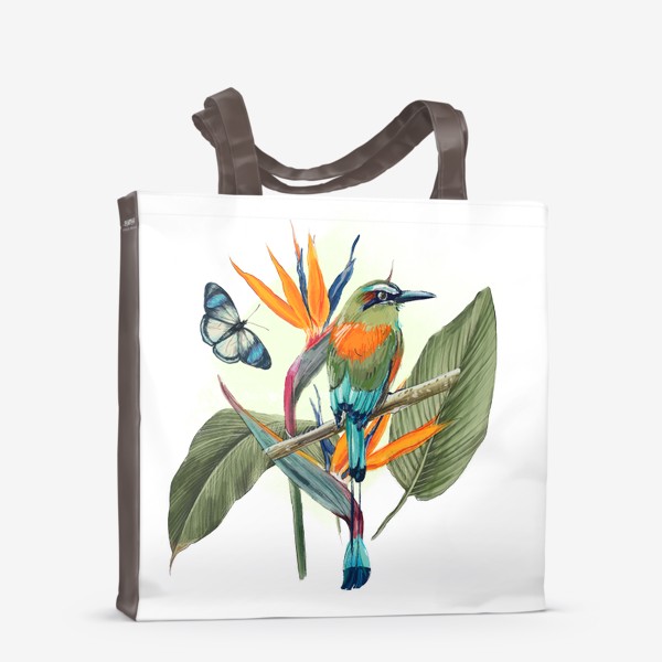 Сумка-шоппер «Тропическая птица и бабочка»