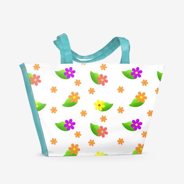 Пляжная сумка «Цветочная поляна паттерн»