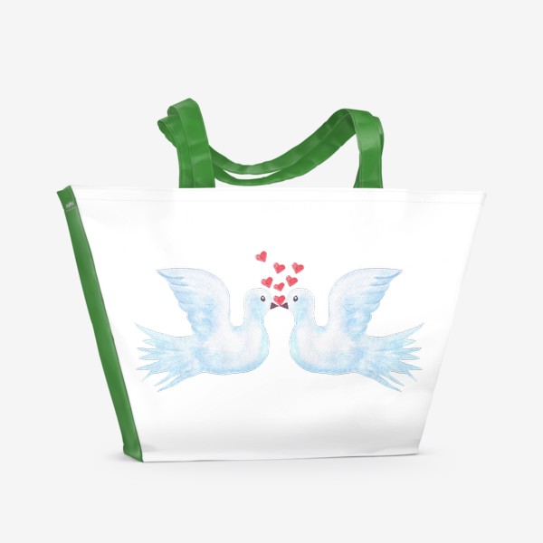 Пляжная сумка «голубки. день влюбленных»