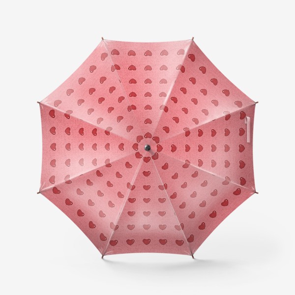 Зонт «Мелкие  обьемные сердца на розовом фоне Сердечки принт с сердцами и сердечками»