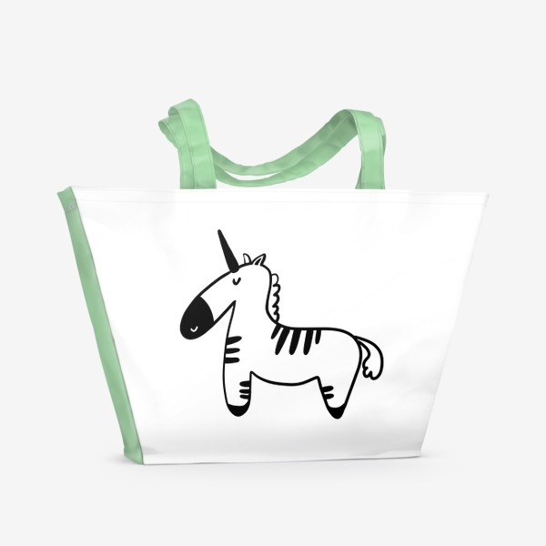 Пляжная сумка «Милый детский принт зебра черно-белый рисунок»