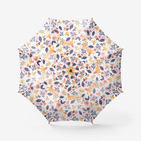 Зонт «Ромашка и шиповник цветочный паттерн»