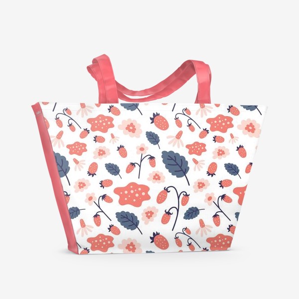 Пляжная сумка «Земляничный паттерн клубника ягода»