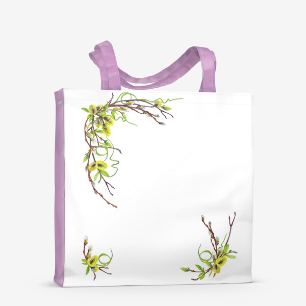 Сумка-шоппер «Ветки ивы и молодая зелень Пасхальная верба Весенняя цветочная композиция»