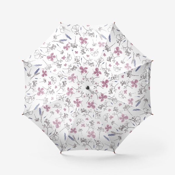 Зонт &laquo;Полевые цветы, весенний принт, линейный стиль.&raquo;