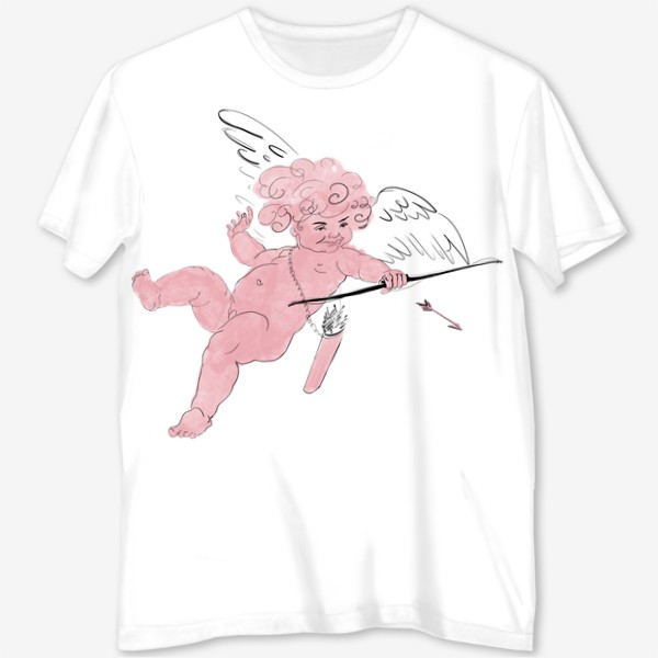 Футболка с полной запечаткой «Амур ангел розовый со стрелой»