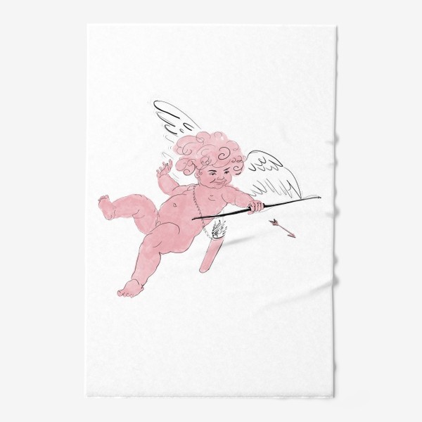 Полотенце «Амур ангел розовый со стрелой»
