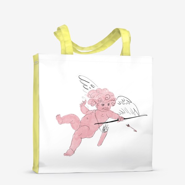 Сумка-шоппер «Амур ангел розовый со стрелой»
