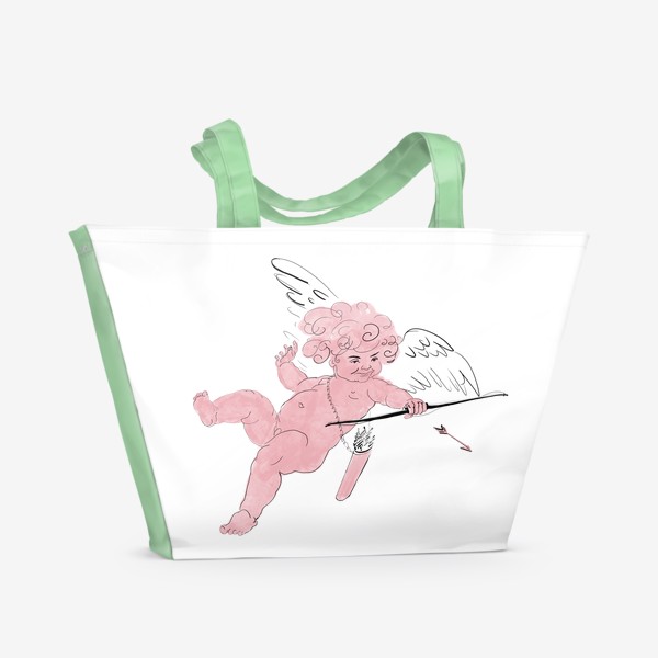 Пляжная сумка &laquo;Амур ангел розовый со стрелой&raquo;