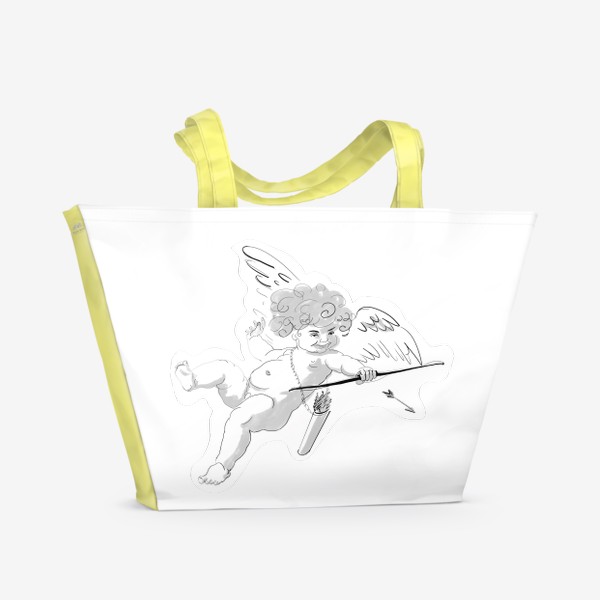 Пляжная сумка «Амур со стрелой белая обводка»