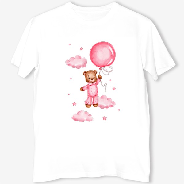 Футболка «Мишка летит на розовом воздушном шаре»
