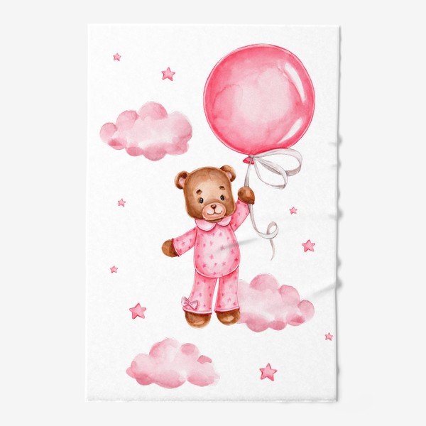 Полотенце «Мишка летит на розовом воздушном шаре»
