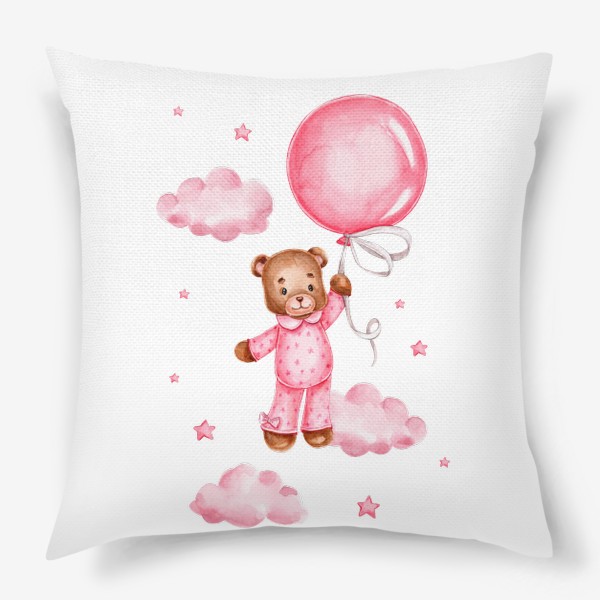 Подушка «Мишка летит на розовом воздушном шаре»