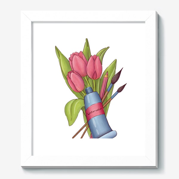 Картина «Акварель и тюльпаны. Весна художника»